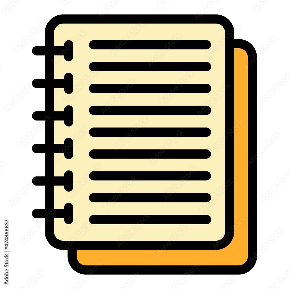 Poster notebook scenario icon. outline notebook scenario vector icon color flat isolated