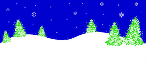 winter landscape, pattern for packaging, Christmas trees in the snow