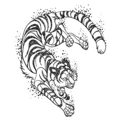 Illustration of graphic tiger in space