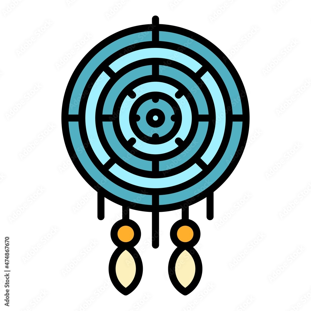 Wall mural bed dream catcher icon. outline bed dream catcher vector icon color flat isolated