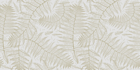 Fern plant leaf seamless pattern. Tropical branches. Botanical motif texture. Repeating background for fabric and textile print. Vector illustration 