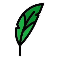 Eagle feather icon. Outline eagle feather vector icon color flat isolated