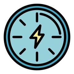 Time energy icon. Outline time energy vector icon color flat isolated