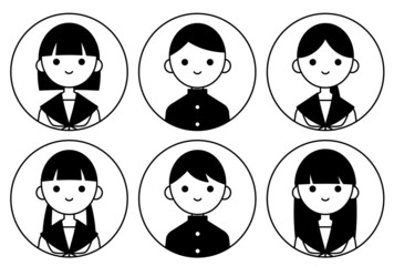人物アイコンセット_学生男女