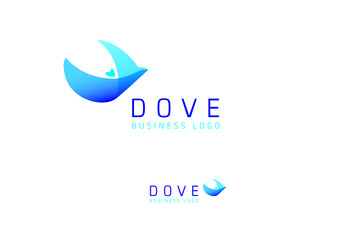 business logo design dove with heart, peace and love sign