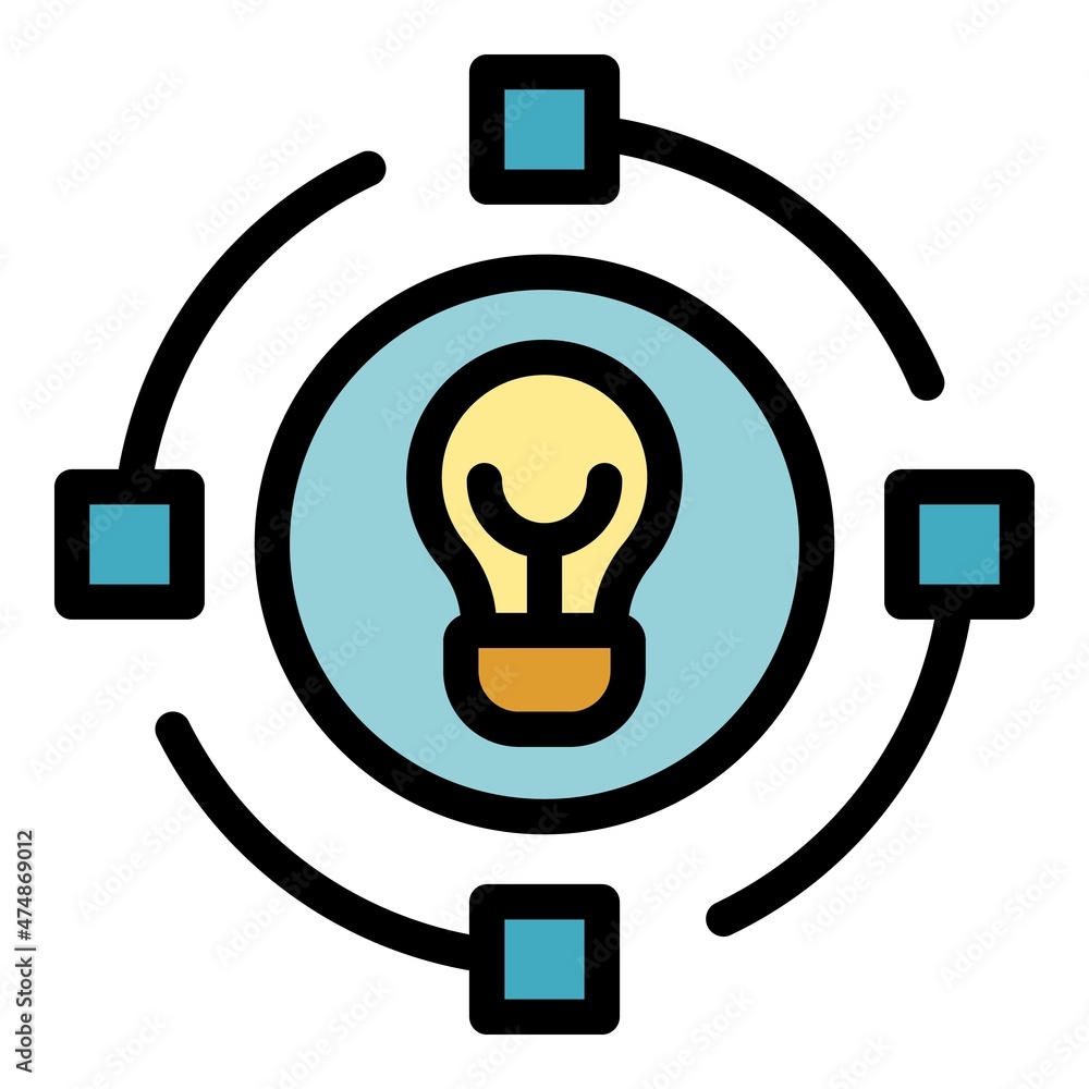 Poster startup idea icon. outline startup idea vector icon color flat isolated