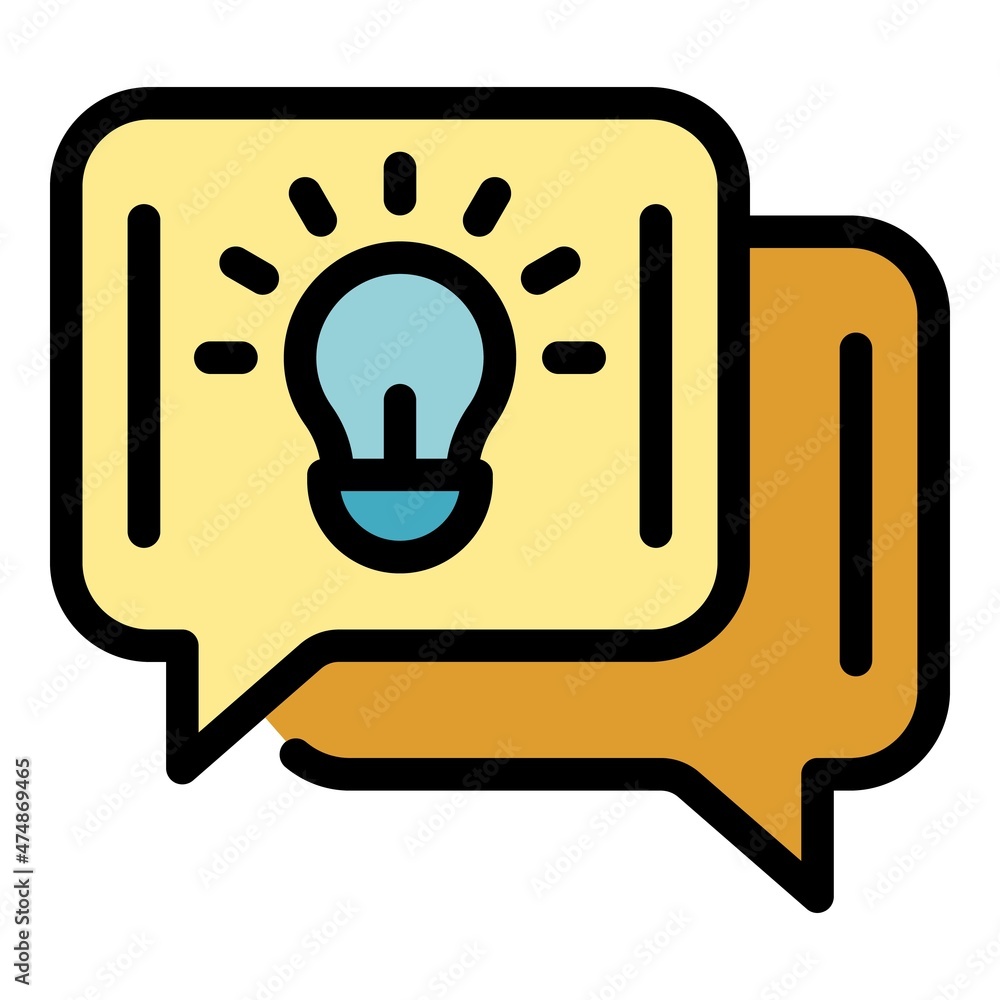 Poster chat idea icon. outline chat idea vector icon color flat isolated