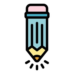 Creative pencil icon. Outline creative pencil vector icon color flat isolated