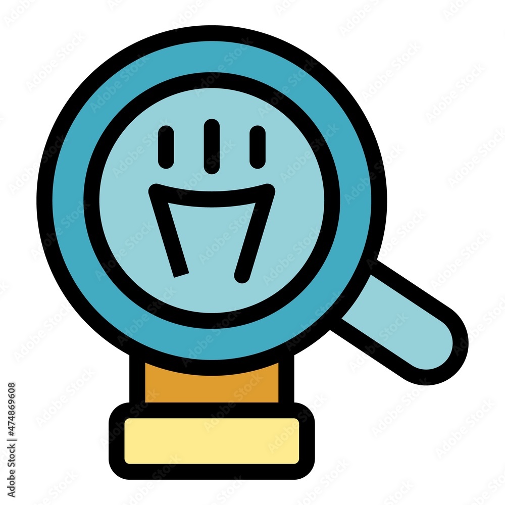 Poster magnifying idea icon. outline magnifying idea vector icon color flat isolated