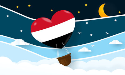 Heart air balloon with Flag of Yemen for independence day or something similar
