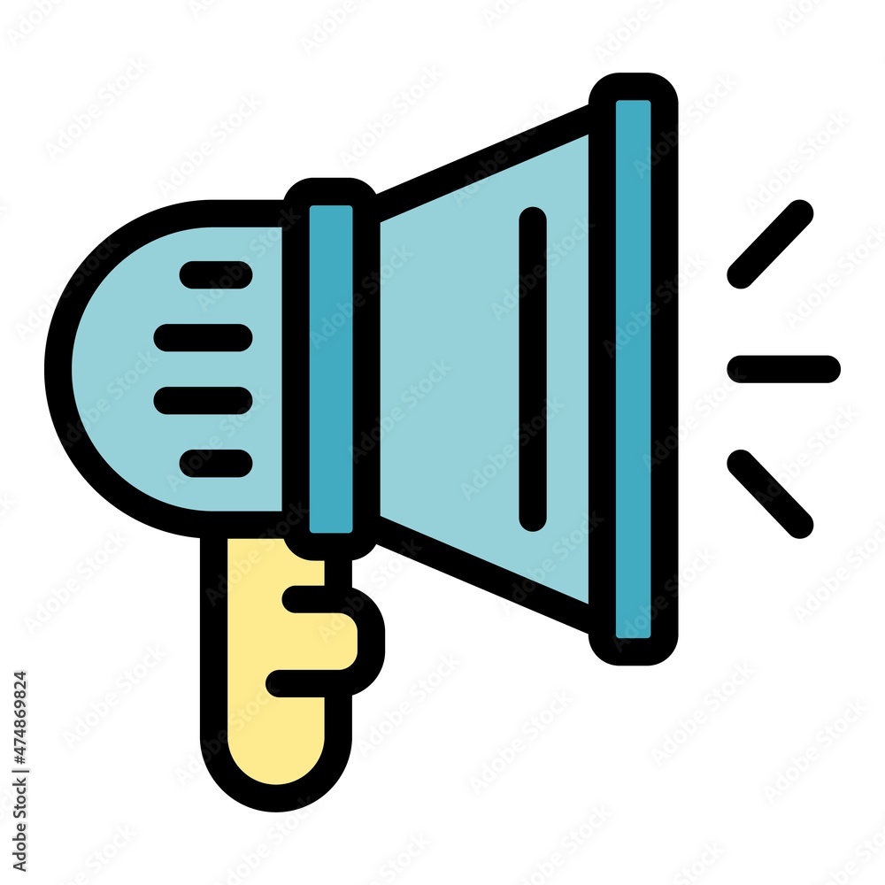 Poster megaphone idea icon. outline megaphone idea vector icon color flat isolated