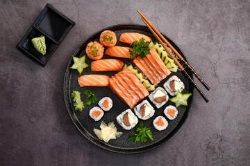 Sushi Mix Plate Plate isolated on gray background