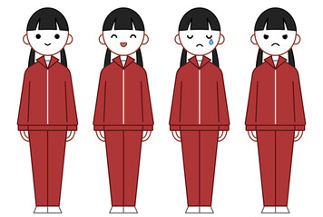 人物イラスト_女子高生表情セット_ジャージ
