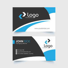 Blue corporate horizontal business card design template