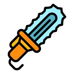 Builder electric saw icon. Outline builder electric saw vector icon color flat isolated