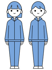 人物イラスト_学生男女_ジャージ
