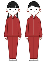 人物イラスト_学生男女_ジャージ