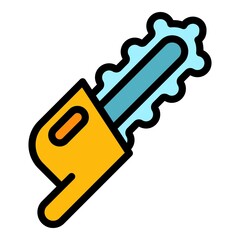 Engine electric saw icon. Outline engine electric saw vector icon color flat isolated