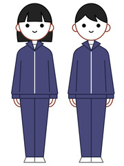 人物イラスト_学生男女_ジャージ