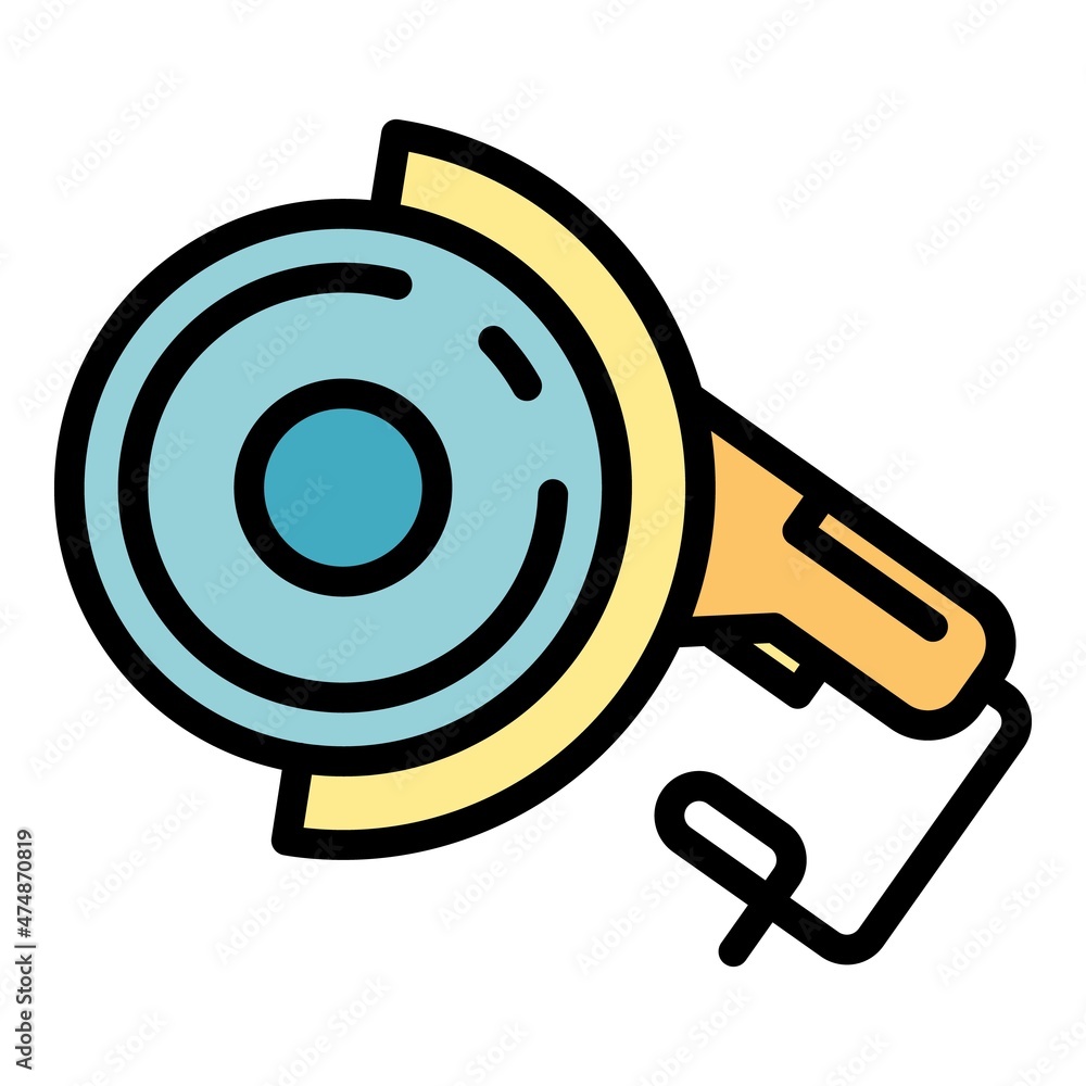 Poster build grinding machine icon. outline build grinding machine vector icon color flat isolated