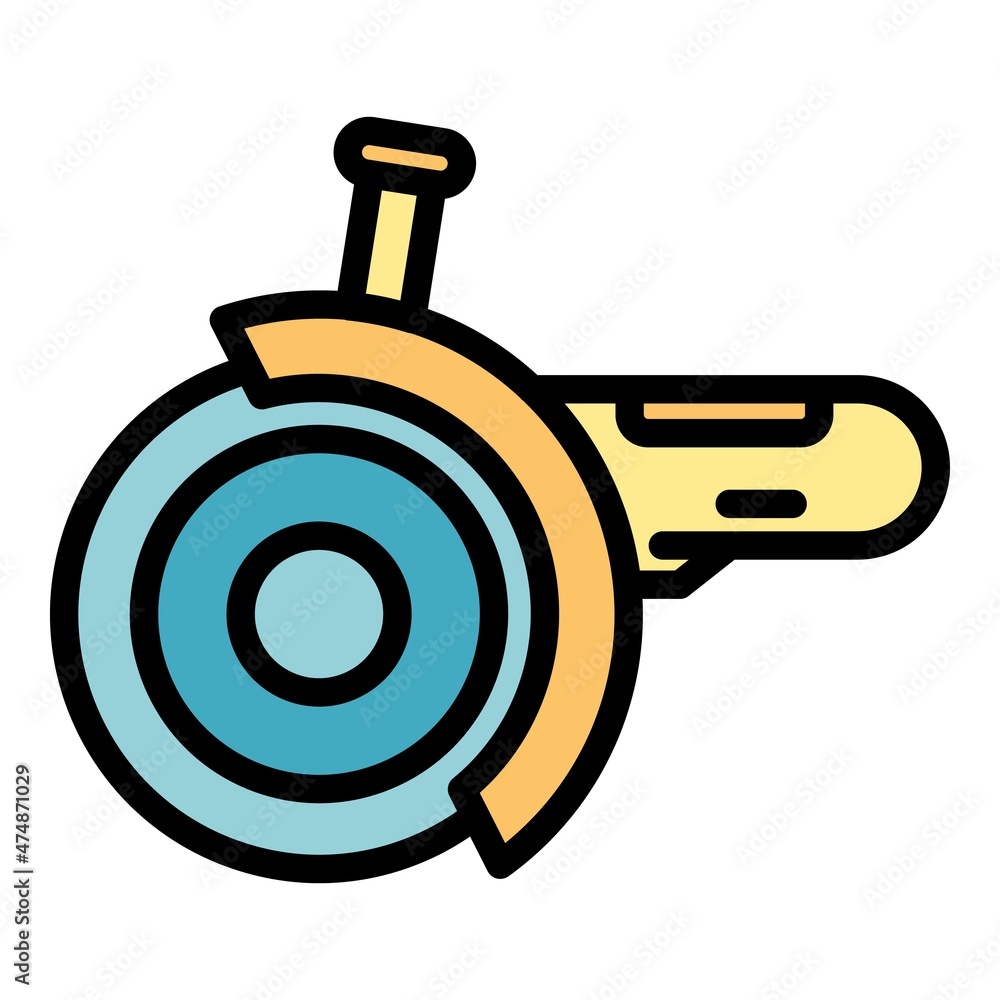 Poster tool grinding machine icon. outline tool grinding machine vector icon color flat isolated