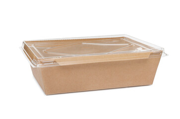 Empty paper container for food isolated on white