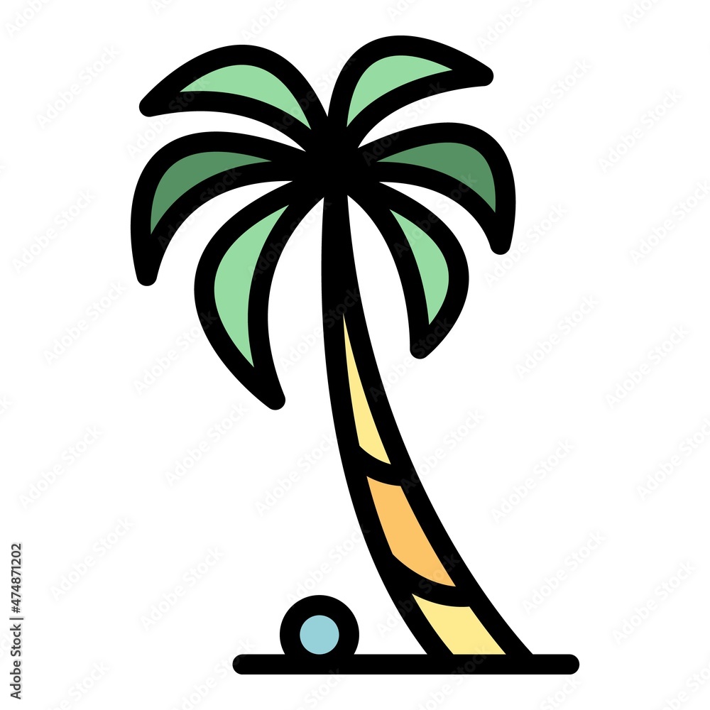 Poster palm tree icon. outline palm tree vector icon color flat isolated