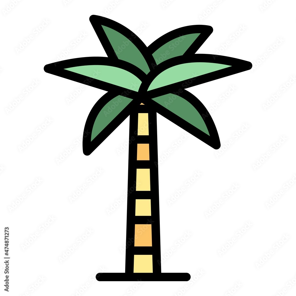 Poster island palm tree icon. outline island palm tree vector icon color flat isolated