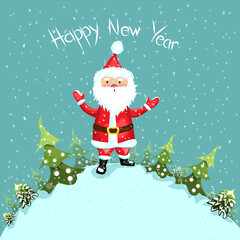 Vector cartoon illustration of a cute Santa Claus character, a design element of Christmas winter holidays.