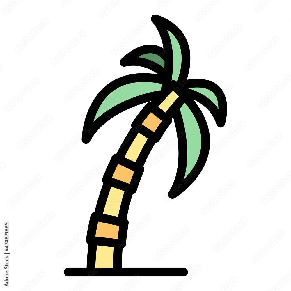 Wall mural Eco palm tree icon. Outline eco palm tree vector icon color flat isolated - Wall murals