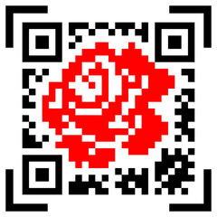vector pattern silhouette of a rose stylized as a qr code isolated on a white background. useful as a postcard for international women's day, valentine's day, mother's day, spring day, for print, logo