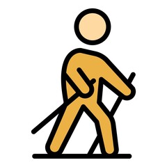 Nordic walking icon. Outline nordic walking vector icon color flat isolated