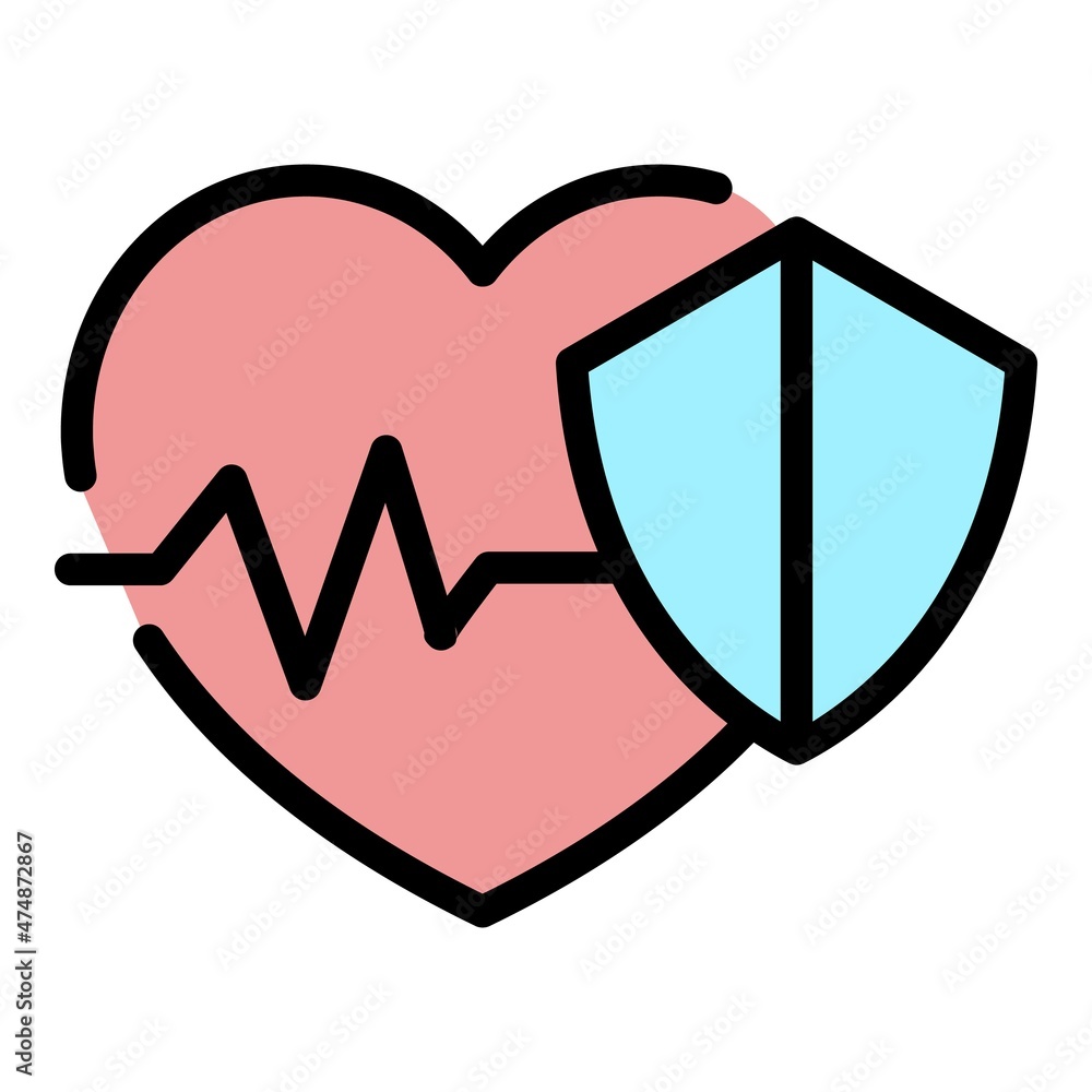 Wall mural protected heart rate icon. outline protected heart rate vector icon color flat isolated