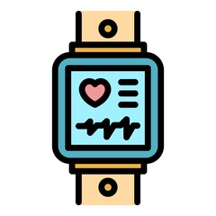 Smartwatch icon. Outline smartwatch vector icon color flat isolated