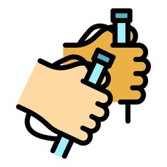 Handle sticks nordic walking icon. Outline handle sticks nordic walking vector icon color flat isolated