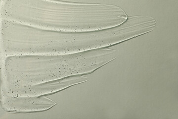 Cosmetic gel on light background, top view. Space for text