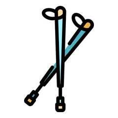 Hiker sticks icon. Outline hiker sticks vector icon color flat isolated