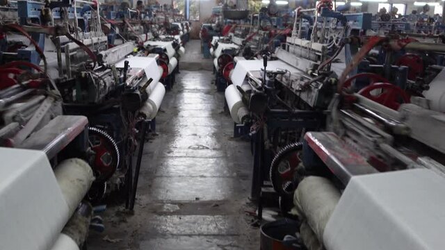 Malegaon, India 17th November 2021:  One of the biggest manufacturing Handloom hubs in India. Indian textile industry. Handloom factories. Tough Business challenges in Textile Industry. Labor shortage