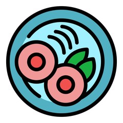 Restaurant food plate icon. Outline restaurant food plate vector icon color flat isolated
