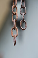 iron chains hanging with blurred background