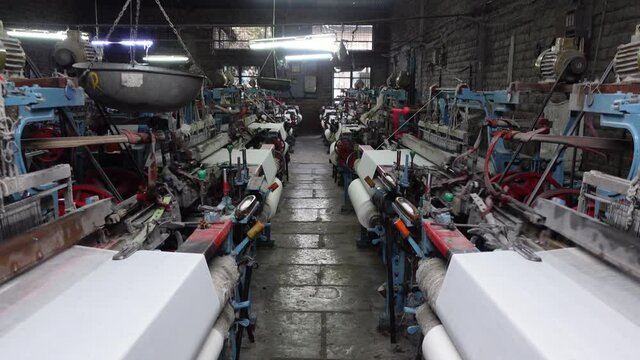 Malegaon, India 17th November 2021:  One of the biggest manufacturing Handloom hubs in India. Indian textile industry. Handloom factories. Tough Business challenges in Textile Industry. Labor shortage