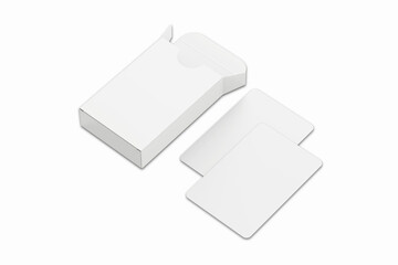 Empty blank Pack of Cards Mock up isolated on a background.3d rendering. Blank Playing cards packaging box mockup. 