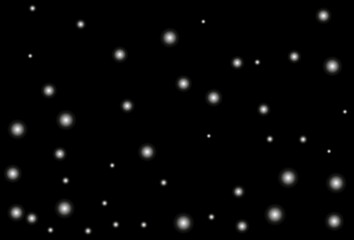 Drawing of snowflakes on a black background.