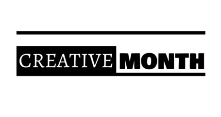 Digital composite of creative month text in black and white with copy space