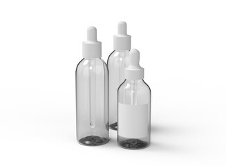 Three Glass Dropper Bottles Mockup