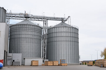 Industrial zone. metal buildings of the sunflower oil plant