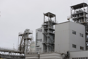 Industrial zone. metal buildings of the sunflower oil plant