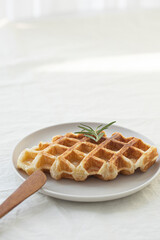 Croffle or croissant waffles with fruit blueberry.