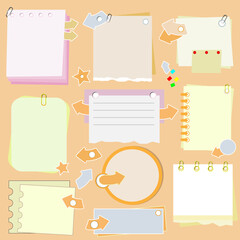 Note paper with arrows and clamps