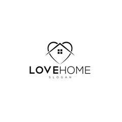 love home logo design. Home logo with love.